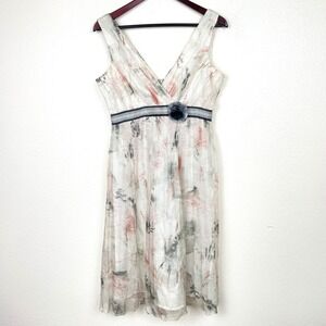 Women Dress Sz 6 Silk Babydoll Mini Fairy Flowy Coquette Delicate Cream Party